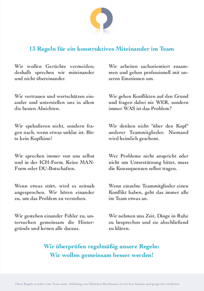 13 Regeln für ein konstruktives Miteinander im Team